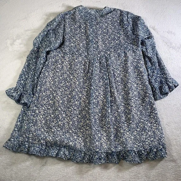 VICI Dress Womens Medium Blue Floral Fit & Flare Button Front Ruffle Hem - Picture 7 of 7